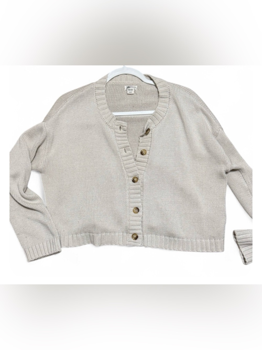 Billabong Light Beige Button-Front Knit Cardigan